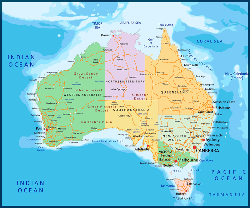 World map vinyl rug australia political map design - TenStickers