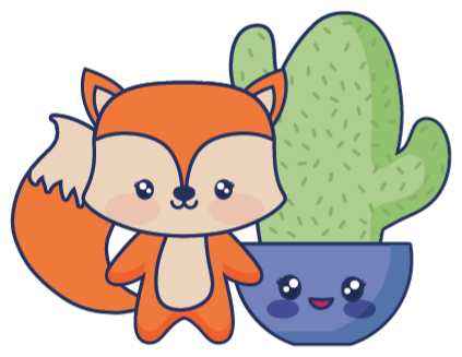 Kids vinyl rug featuring anime cactus and fox - TenStickers