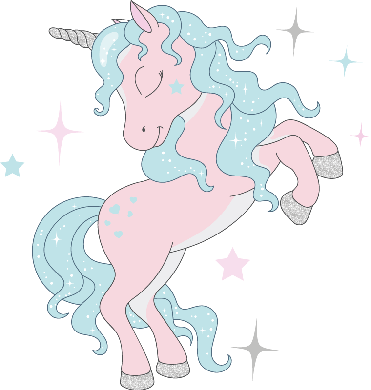 Kids vinyl rug with glimmering unicorns pattern - TenStickers