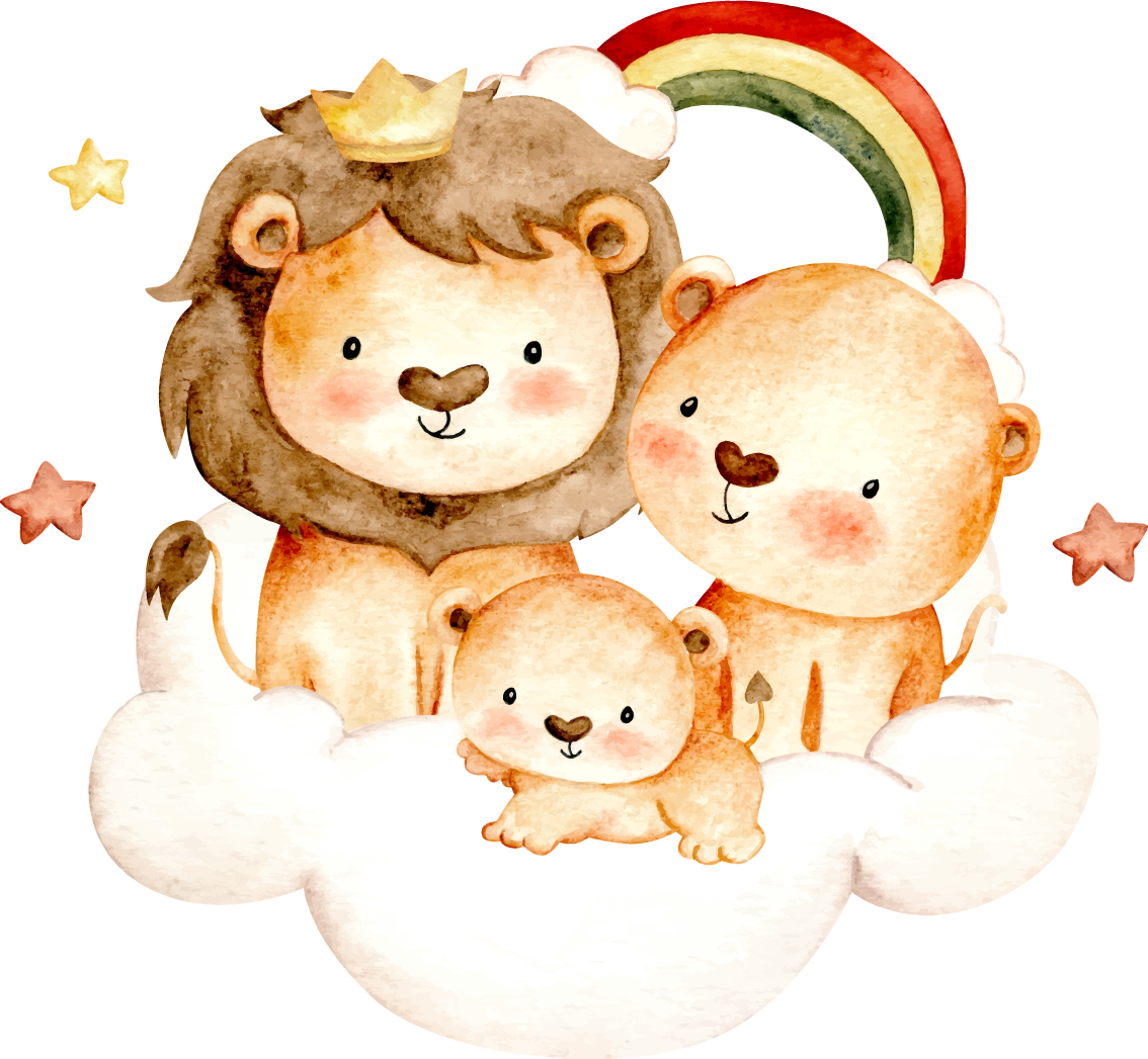 Kids vinyl rug featuring baby animals stars clouds - TenStickers