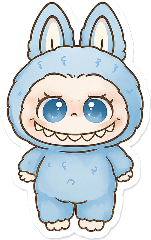 Kids vinyl rug with blue monster doll - TenStickers