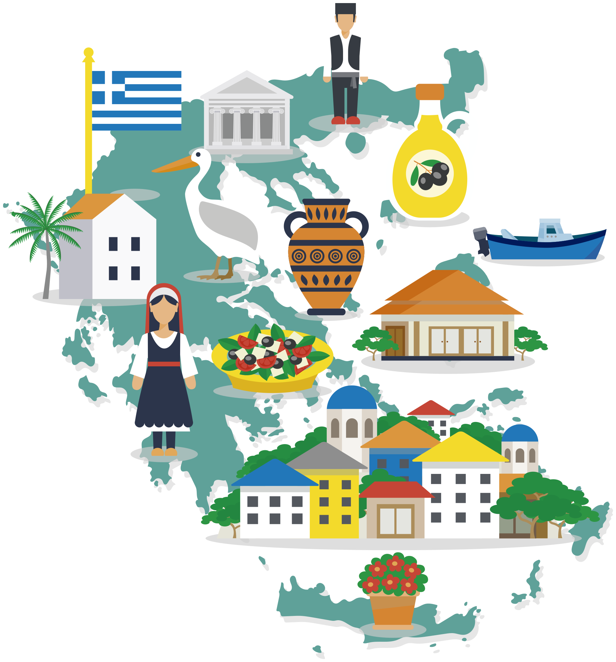 World map vinyl rug greece and islands design - TenStickers