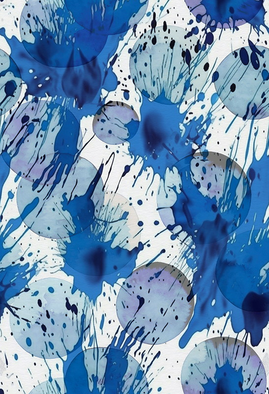Bathroom vinyl rug with blue ink circles - TenStickers