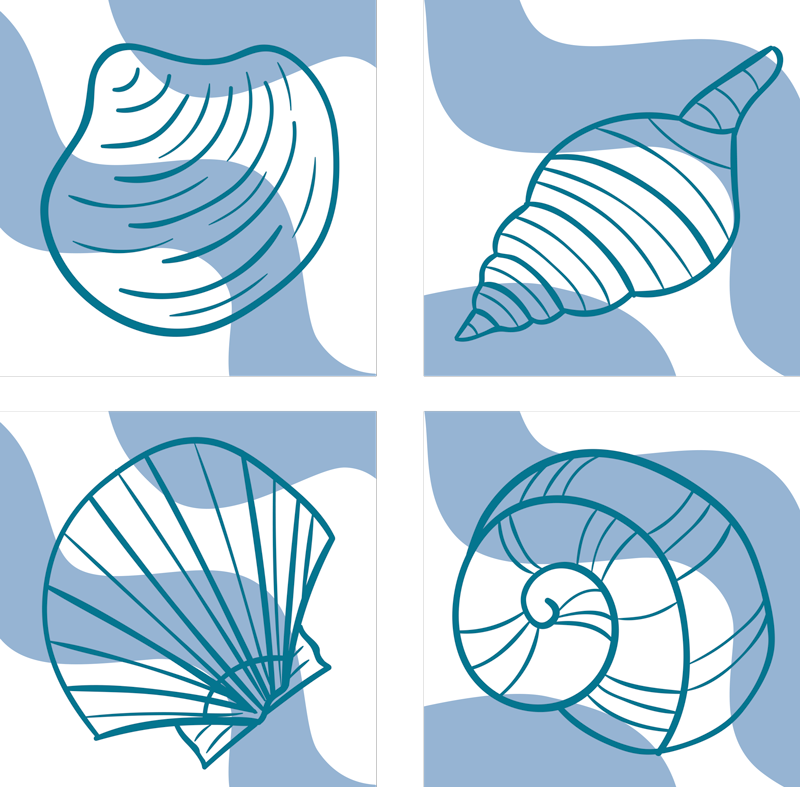 Bathroom vinyl rug with seashell pattern tiles - TenStickers
