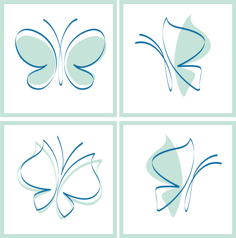 Bathroom vinyl rug with butterfly tile silhouettes - TenStickers