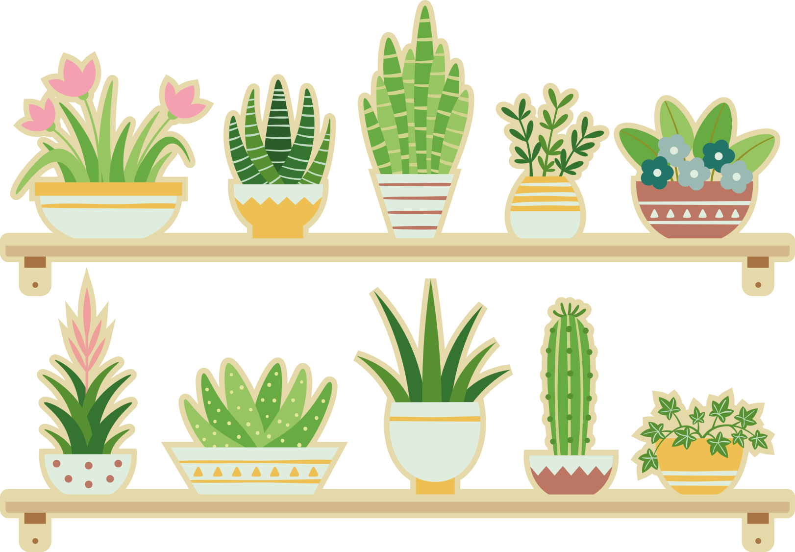 Kitchen vinyl rug cactus shelf set - TenStickers