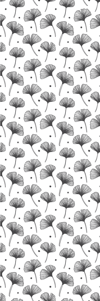 Kitchen vinyl rug with white ginkgo leaves pattern - TenStickers