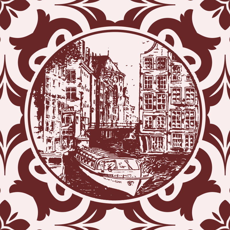 Canal houses and boat kitchen vinyl rug - TenStickers