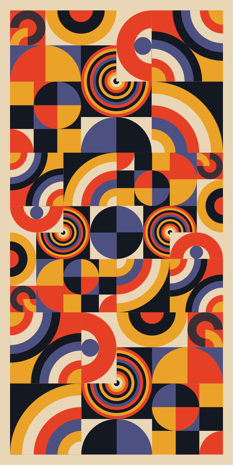 Colorful bauhaus circles kitchen vinyl rug - TenStickers
