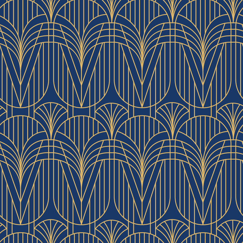 Kitchen vinyl rug in gold-accented art deco design - TenStickers