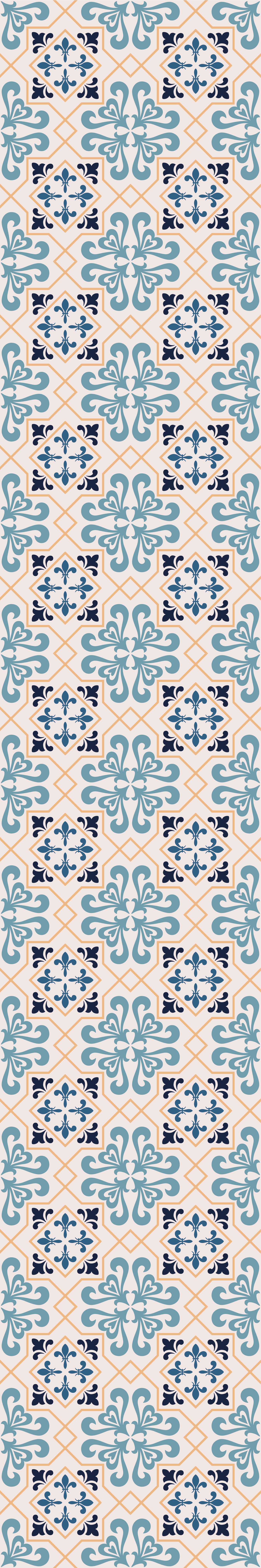 Kitchen vinyl rug in yellow portuguese tile pattern - TenStickers