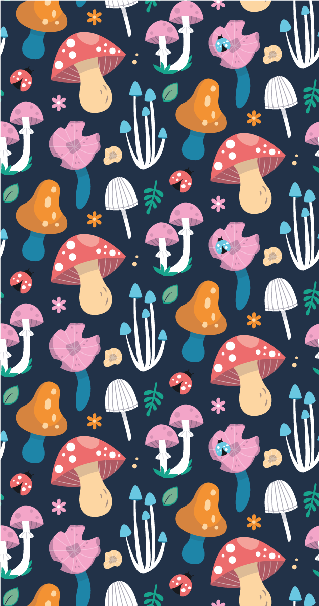 Mushroom and ladybugs pattern kitchen vinyl rug - TenStickers