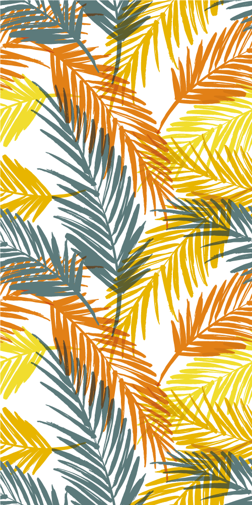 Kitchen vinyl rug with hand-drawn tropical leaves - TenStickers