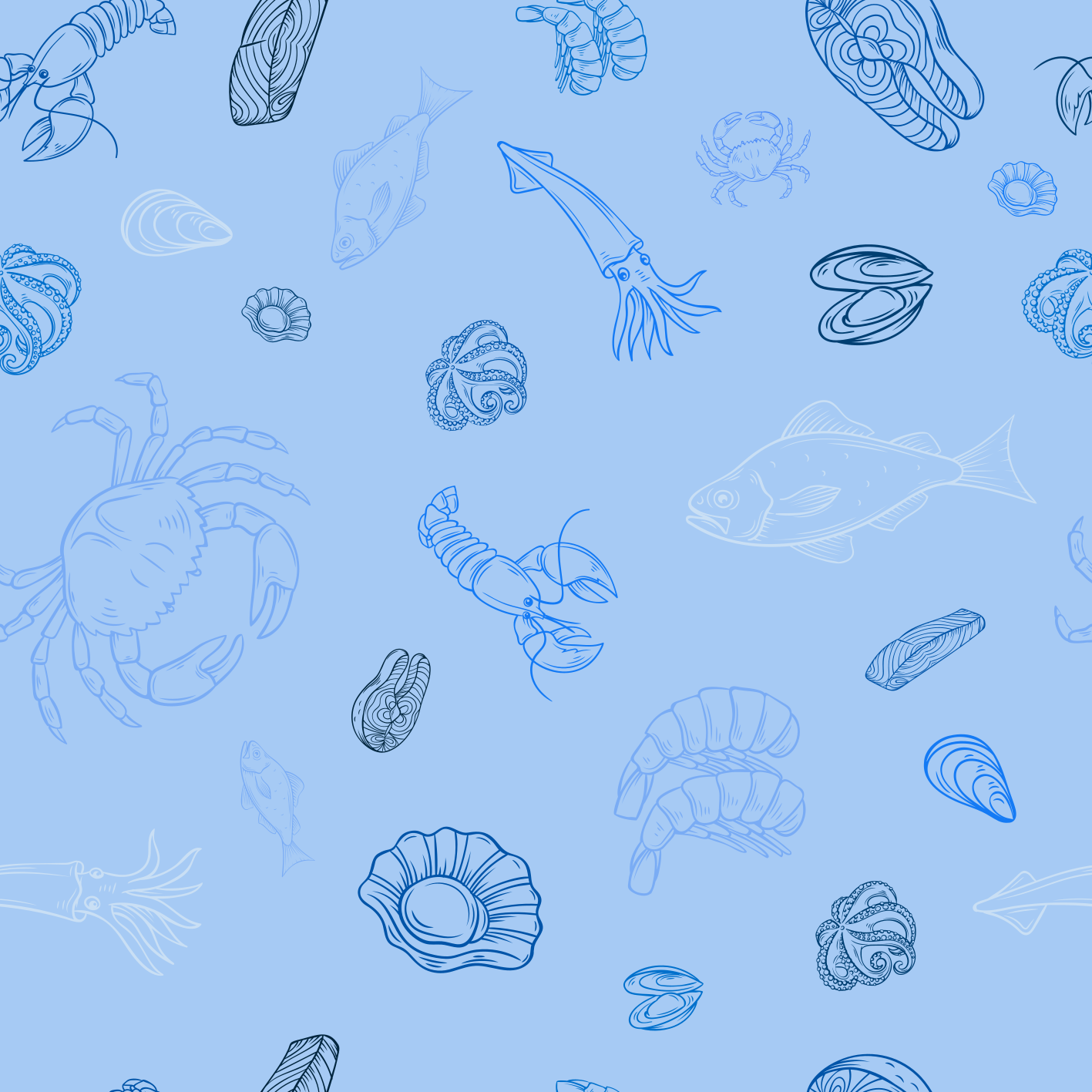 Kitchen vinyl rug seafood design - TenStickers
