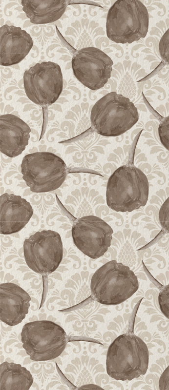 Gray tulips with acanthus scrolls bedroom vinyl rug - TenStickers