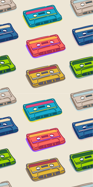 Bedroom vinyl rug with retro multicolored cassette pattern - TenStickers