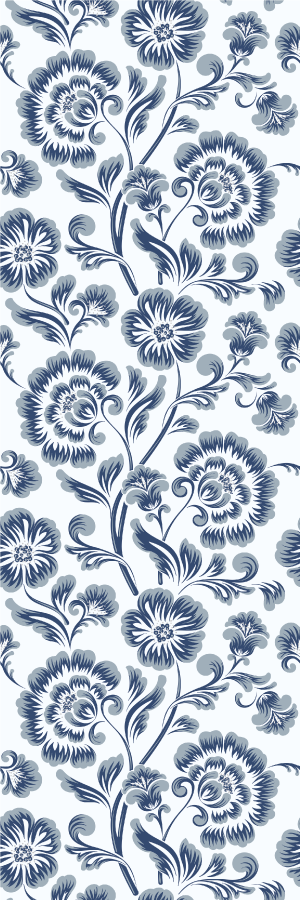 Bedroom vinyl rug with blue flowers pattern - TenStickers