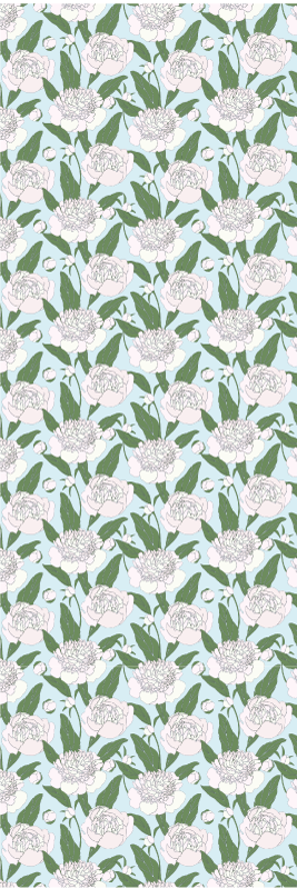 Bedroom vinyl rug with white floral grandmillenial design - TenStickers