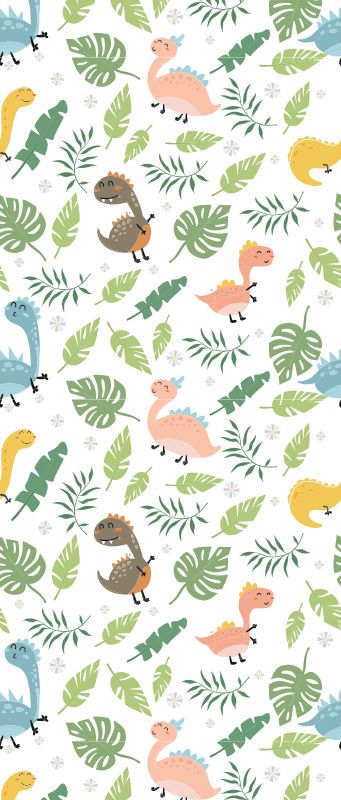 Pastel color dinosaur forest bedroom vinyl rug - TenStickers