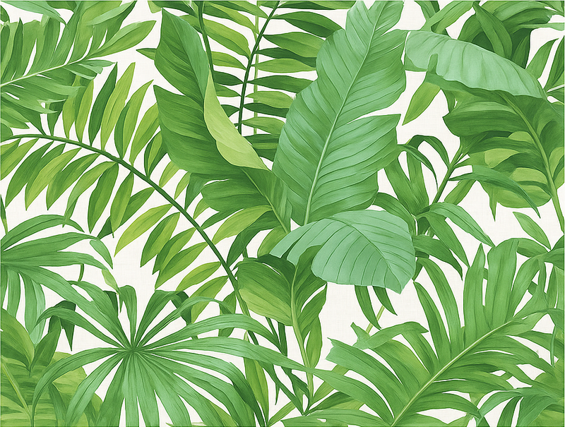 Bedroom vinyl rug tropical leaves design - TenStickers