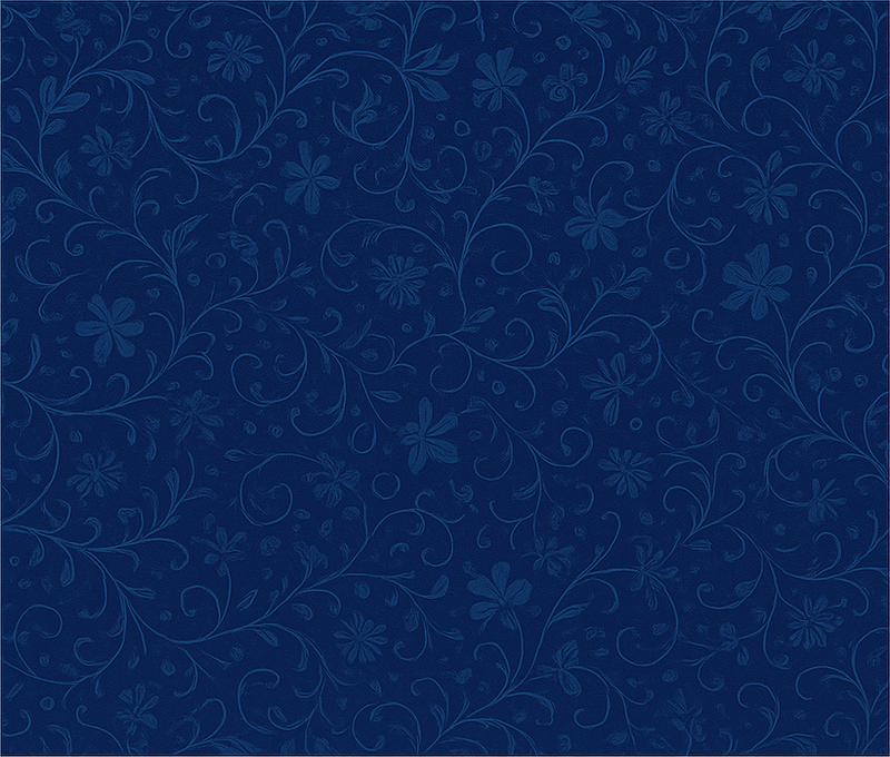 Navy blue flower motif bedroom vinyl rug - TenStickers