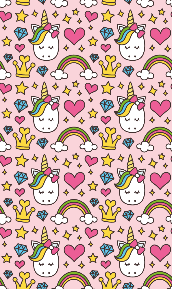 Bedroom vinyl rug with cute rainbows and unicorns - TenStickers
