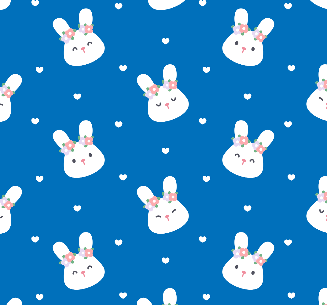 Bedroom vinyl rug with cute rabbits on blue - TenStickers