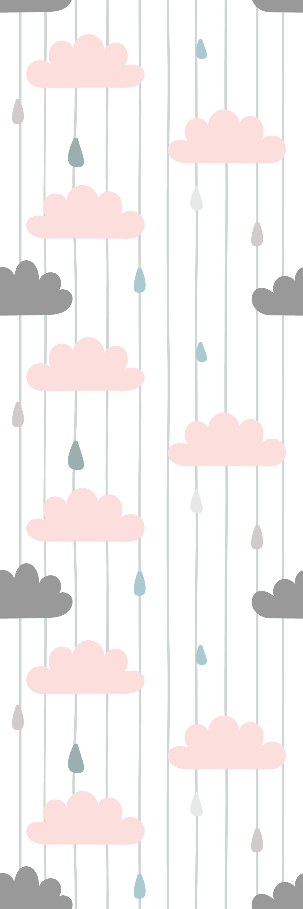 Bedroom vinyl rug pink and grey clouds - TenStickers