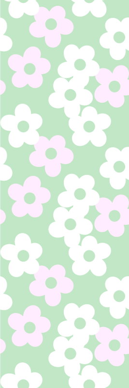 Bedroom vinyl rug in green with white and pink flowers - TenStickers
