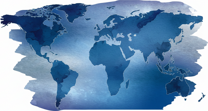 Bedroom vinyl rug watercolor blue world map - TenStickers