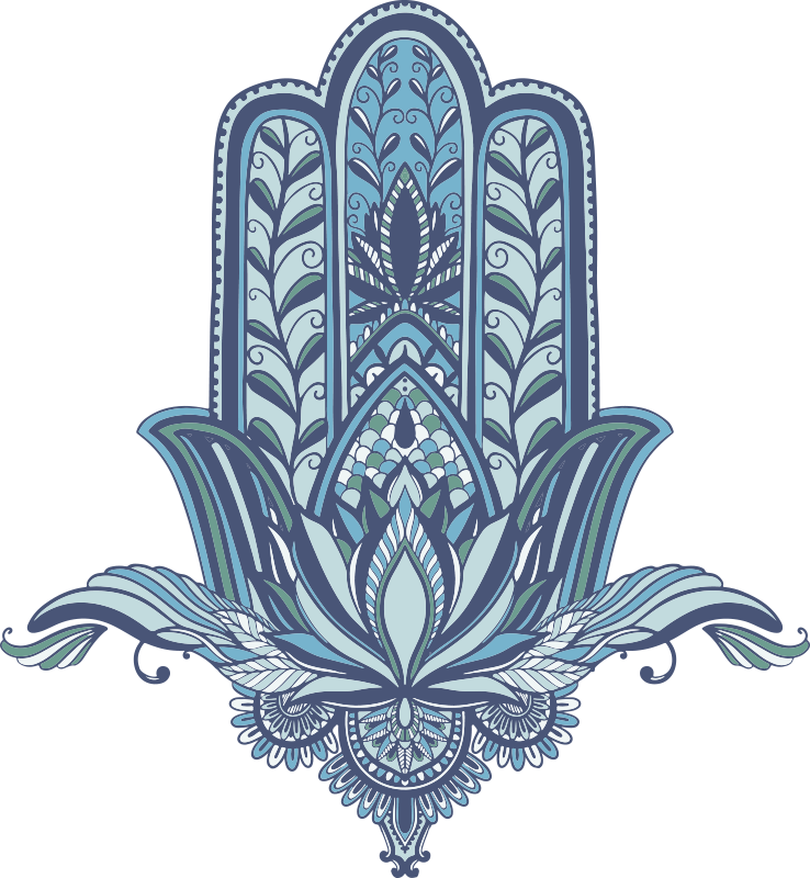 Bedroom vinyl rug with blue hamsa hand design - TenStickers