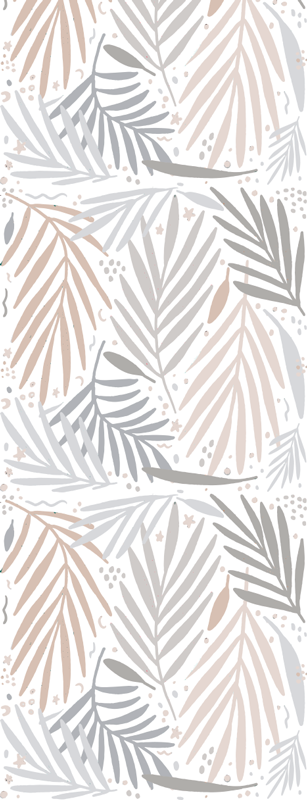 Nordic vinyl rug in white and gray leaf pattern - TenStickers