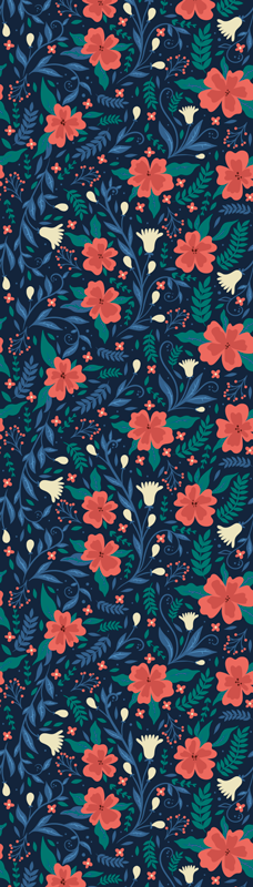 Nordic vinyl rug with artistic floral design - TenStickers