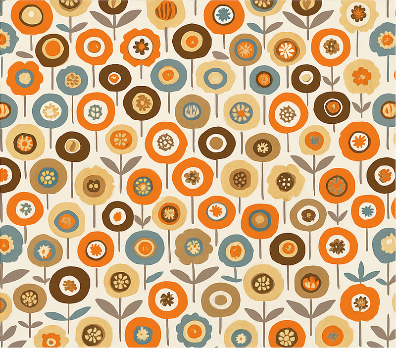 Nordic vinyl rug with vibrant vintage flowers - TenStickers