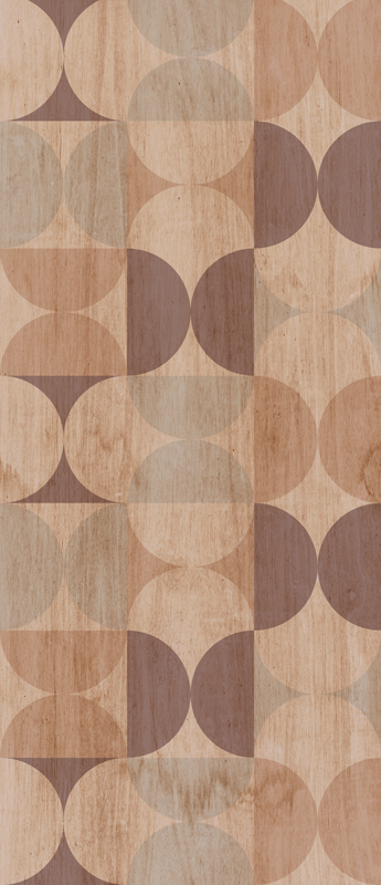 Nordic vinyl rug with brown geometric wood pattern - TenStickers