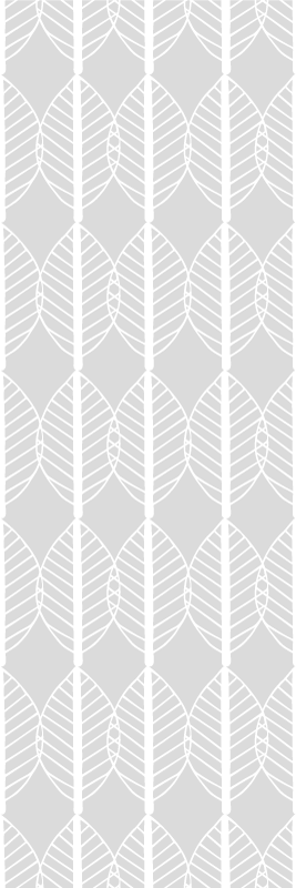 Nordic vinyl rug with white leaf pattern on grey - TenStickers