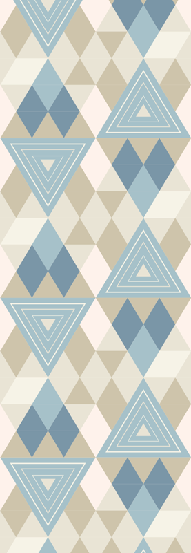 Nordic vinyl rug in geometric blue pattern - TenStickers