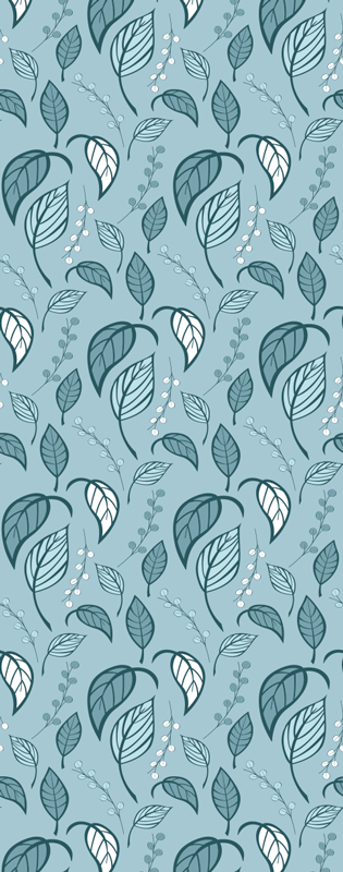 Nordic vinyl rug in scandinavian blue leaf design - TenStickers