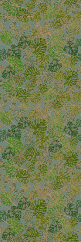 Nordic vinyl rug with japandi minimalist monstera leaves - TenStickers