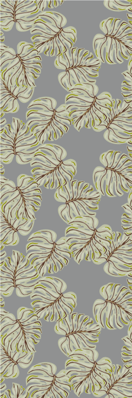 Nordic vinyl rug with gray minimalistic monstera leaves - TenStickers
