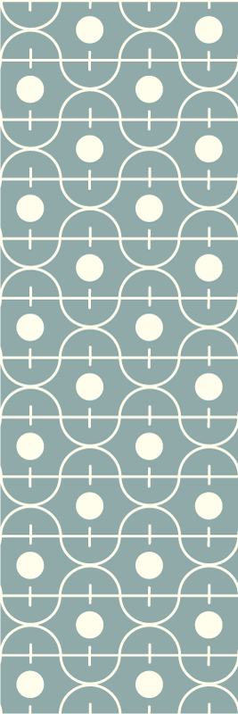 Nordic vinyl rug in blue japandi geometric design - TenStickers