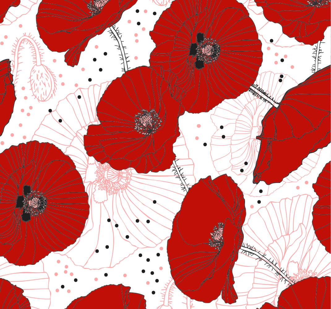 Nature vinyl rug with floral red design - TenStickers
