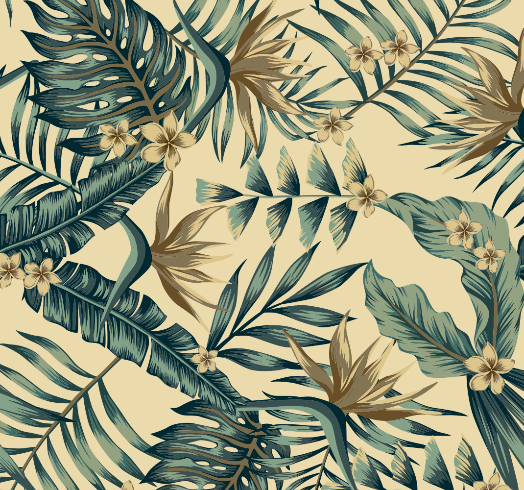 Nature vinyl rug with tropical foliage design - TenStickers