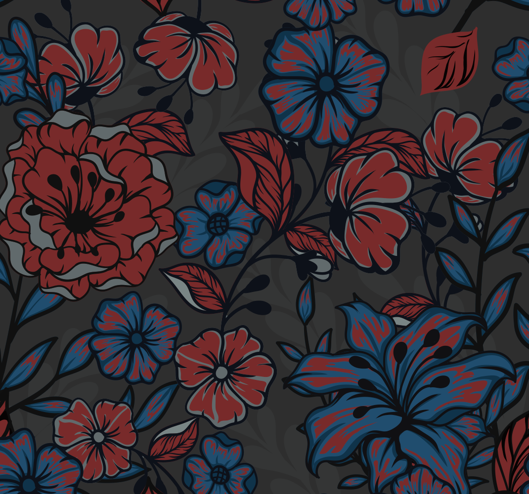Nature vinyl rug in dark roses and leaves design - TenStickers