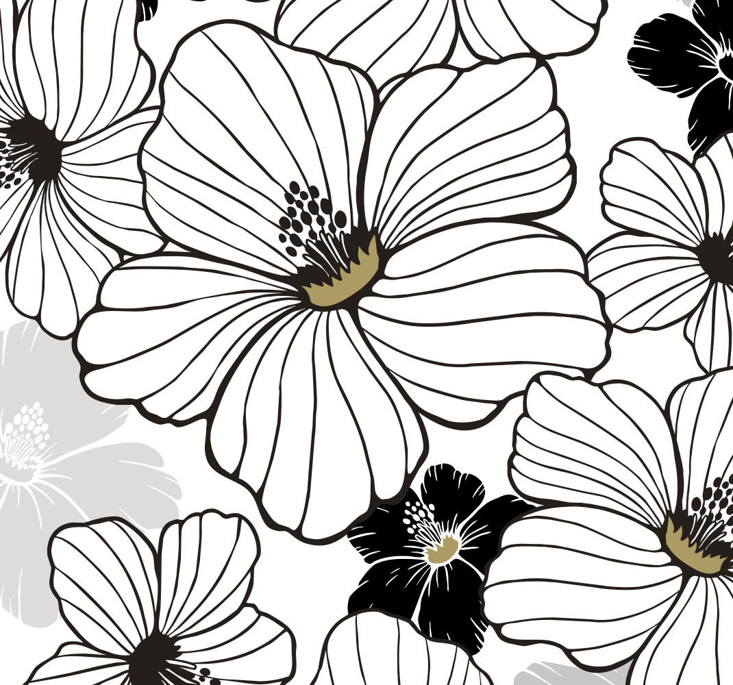 Nature vinyl rug with white hibiscus flowers - TenStickers
