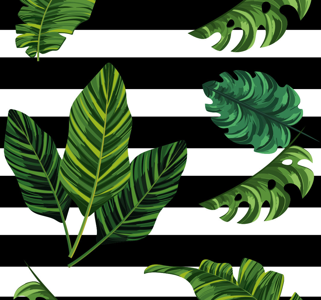 Nature vinyl rug with tropical leaves and shapes - TenStickers