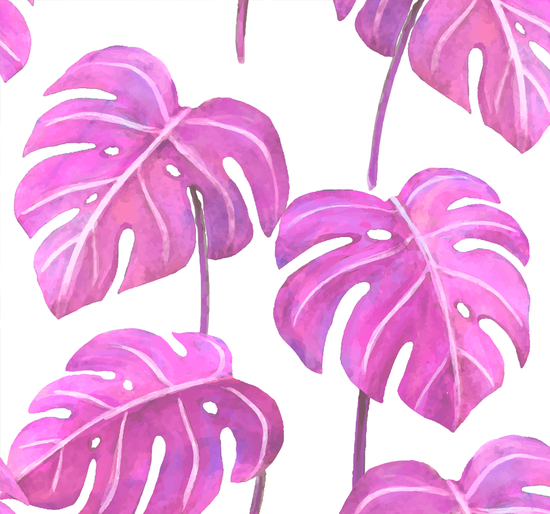 Nature vinyl rug with pink painted monstera - TenStickers