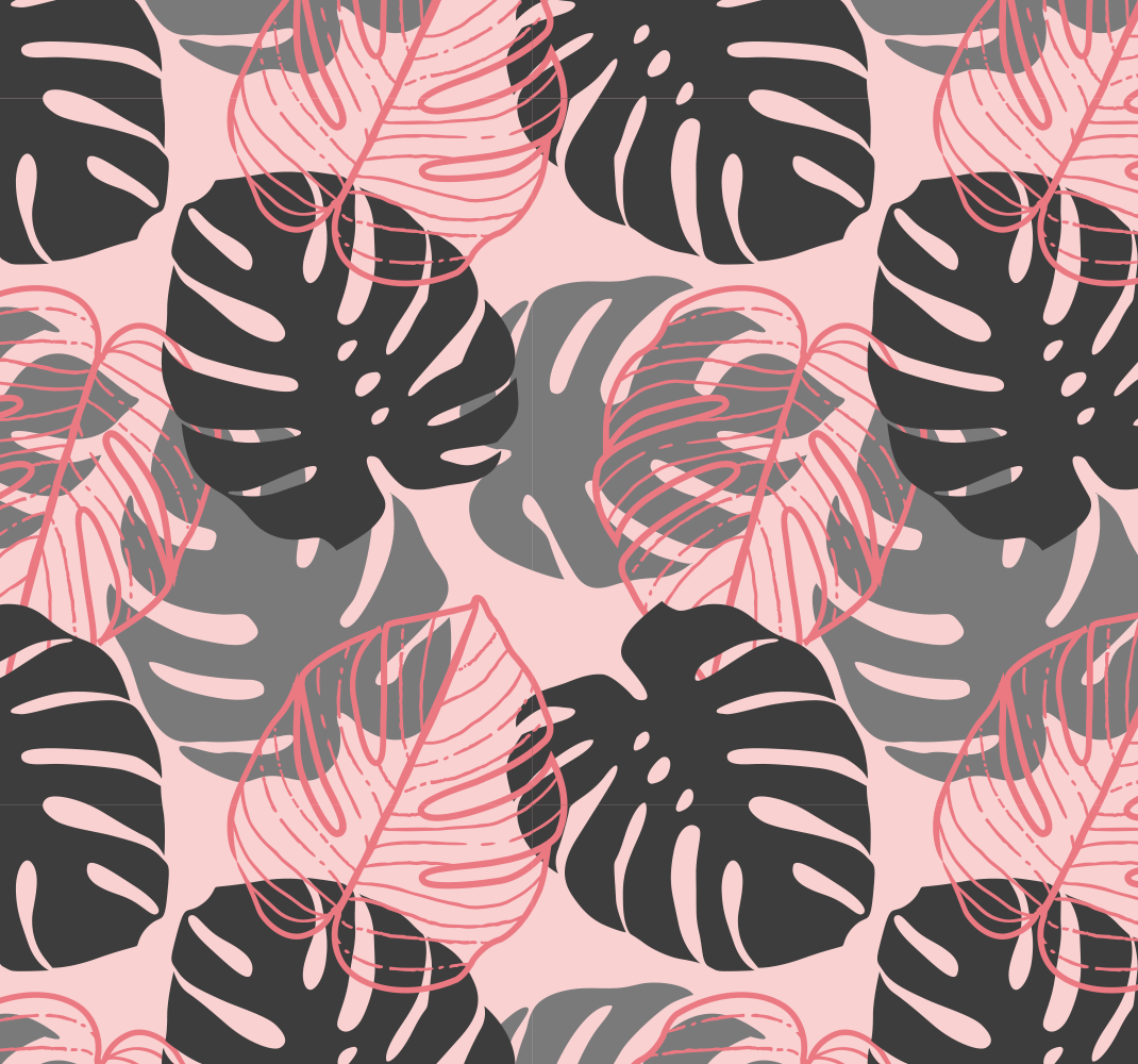 Nature vinyl rug in pink and grey monstrosa - TenStickers