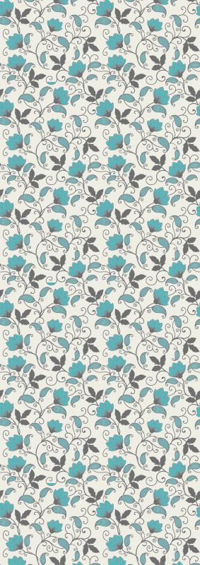 Nature vinyl rug teal lotus flower - TenStickers