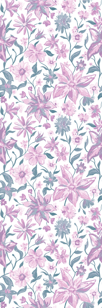 Nature vinyl rug pink and grey roses - TenStickers